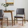 Nory Dining Side Chair Set of 2 | Gray Linen Seat & Back | Walnut Brown