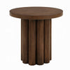 Sana Side End Table | 20" Round Top | Rustic Fluted Base | Dark Brown