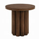Sana Side End Table | 20" Round Top | Rustic Fluted Base | Dark Brown