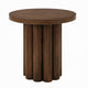 Sana Side End Table | 20" Round Top | Rustic Fluted Base | Dark Brown