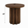 Sana Side End Table | 20" Round Top | Rustic Fluted Base | Dark Brown