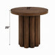 Sana Side End Table | 20" Round Top | Rustic Fluted Base | Dark Brown