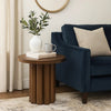 Sana Side End Table | 20" Round Top | Rustic Fluted Base | Dark Brown