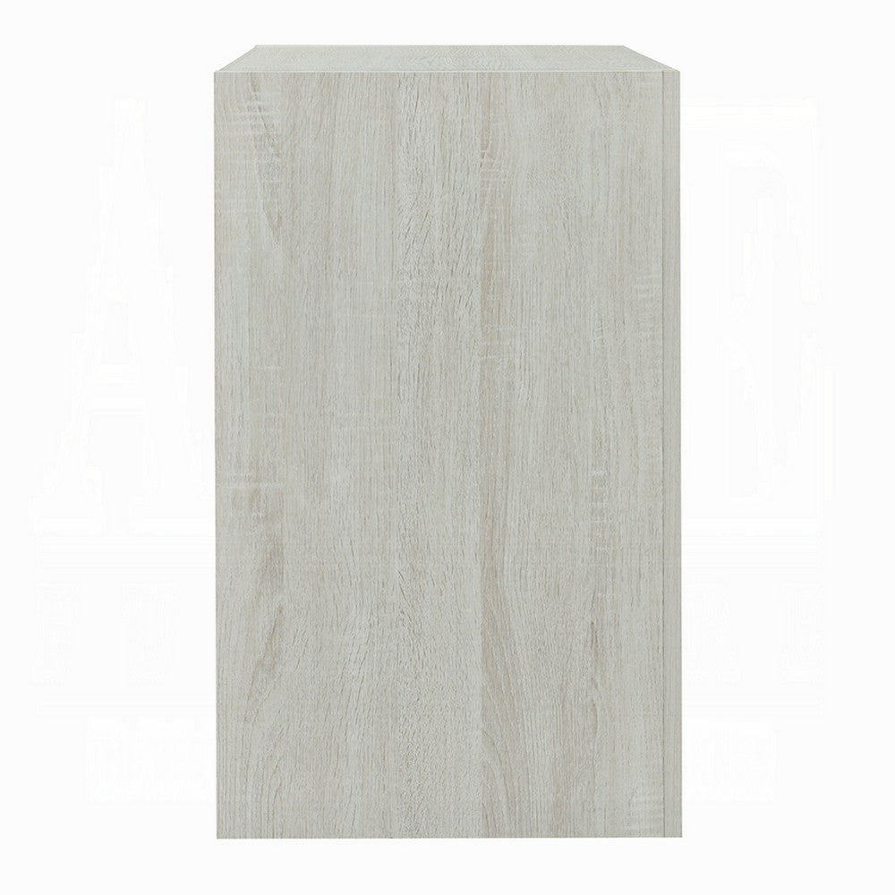 Geya Nightstand with 3 Drawers | Chrome Metal Handles | Light Gray