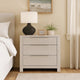 Geya Nightstand with 3 Drawers | Chrome Metal Handles | Light Gray