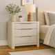Geya Nightstand with 3 Drawers | Chrome Metal Handles | Light Gray