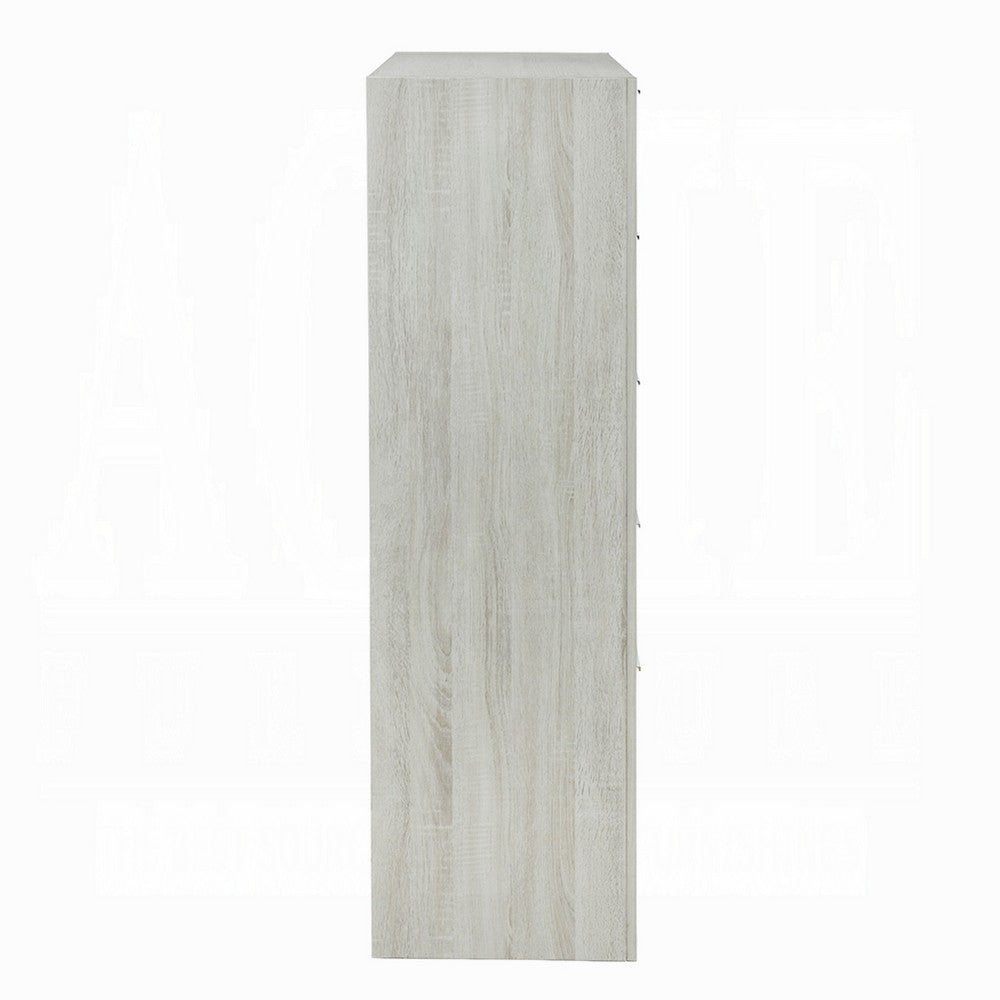 Geya Tall Dresser Chest | 5 Drawers with Chrome Metal Handles | Light Gray