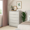 Geya Tall Dresser Chest | 5 Drawers with Chrome Metal Handles | Light Gray