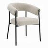 Jexy Dining Armchair Set of 2 | Barrel Back | Black Metal | Beige Seat