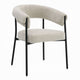 Jexy Dining Armchair Set of 2 | Barrel Back | Black Metal | Beige Seat