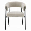 Jexy Dining Armchair Set of 2 | Barrel Back | Black Metal | Beige Seat