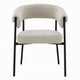 Jexy Dining Armchair Set of 2 | Barrel Back | Black Metal | Beige Seat