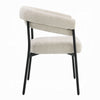 Jexy Dining Armchair Set of 2 | Barrel Back | Black Metal | Beige Seat