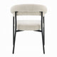 Jexy Dining Armchair Set of 2 | Barrel Back | Black Metal | Beige Seat