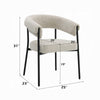 Jexy Dining Armchair Set of 2 | Barrel Back | Black Metal | Beige Seat