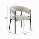 Jexy Dining Armchair Set of 2 | Barrel Back | Black Metal | Beige Seat