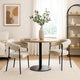Jexy Dining Armchair Set of 2 | Barrel Back | Black Metal | Beige Seat