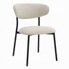 Jexy Dining Side Chair Set of 2 | Black Metal Base | Beige Padded Seat