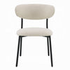 Jexy Dining Side Chair Set of 2 | Black Metal Base | Beige Padded Seat