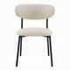 Jexy Dining Side Chair Set of 2 | Black Metal Base | Beige Padded Seat