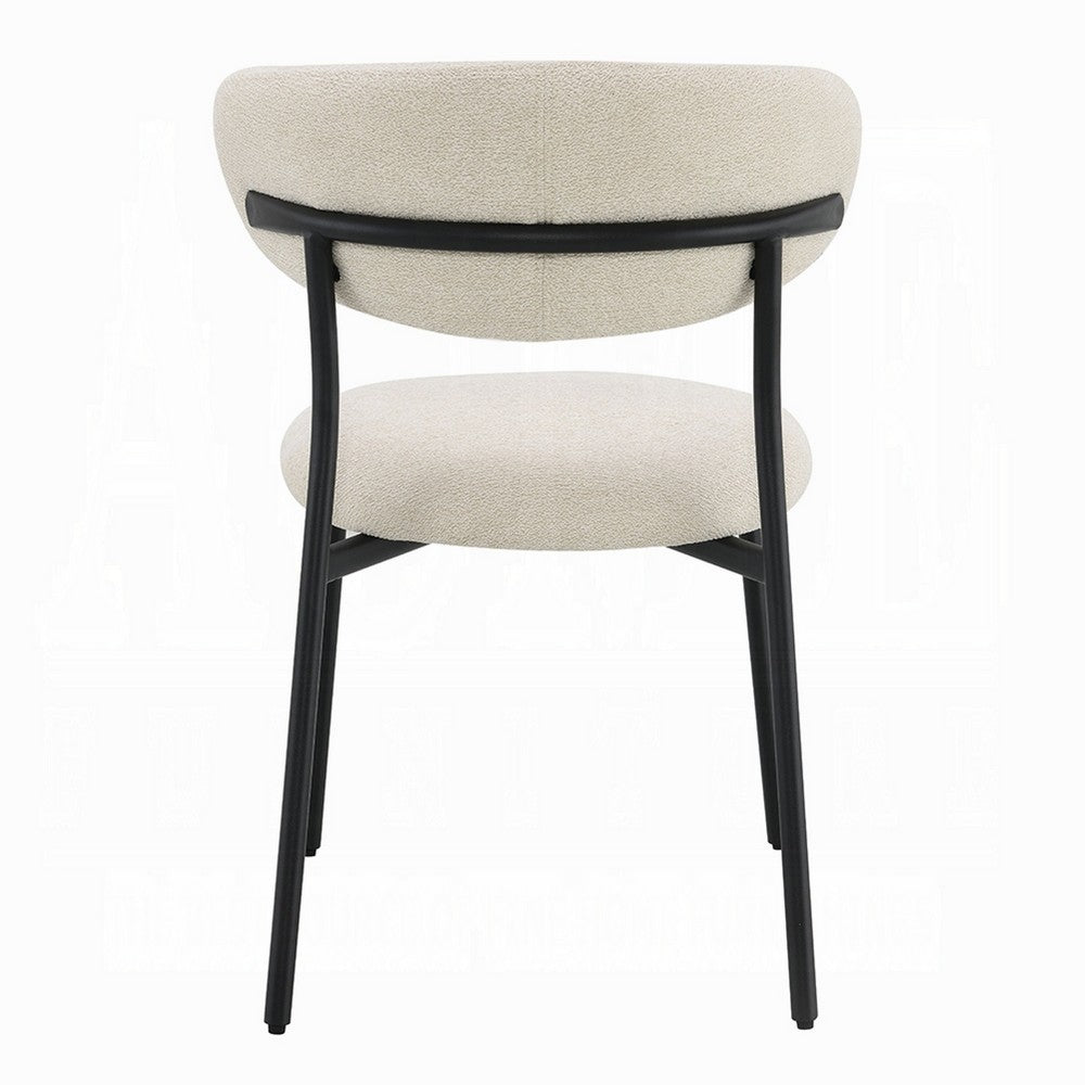 Jexy Dining Side Chair Set of 2 | Black Metal Base | Beige Padded Seat