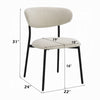 Jexy Dining Side Chair Set of 2 | Black Metal Base | Beige Padded Seat