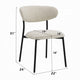 Jexy Dining Side Chair Set of 2 | Black Metal Base | Beige Padded Seat