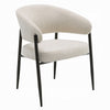 Jexy Dining Armchair Set of 2 | Beige Chenille | Barrel Back | Black Metal