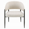 Jexy Dining Armchair Set of 2 | Beige Chenille | Barrel Back | Black Metal