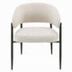Jexy Dining Armchair Set of 2 | Beige Chenille | Barrel Back | Black Metal