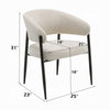 Jexy Dining Armchair Set of 2 | Beige Chenille | Barrel Back | Black Metal