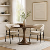 Jexy Dining Armchair Set of 2 | Beige Chenille | Barrel Back | Black Metal