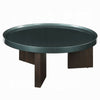 Lexy Coffee Table | 35" Round Top | Low Profile High Gloss Blackish Green
