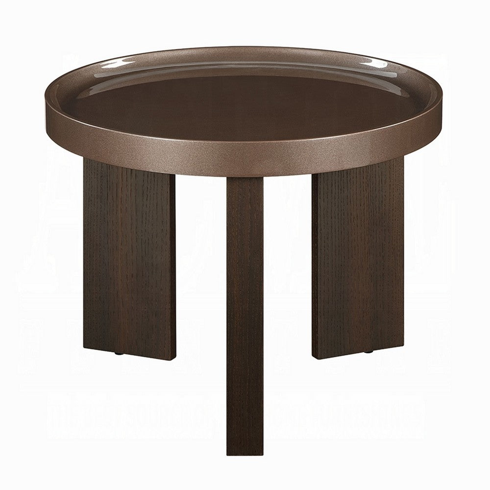 Lexy Side End Table | 24" Round Top | High Gloss Blackish Green