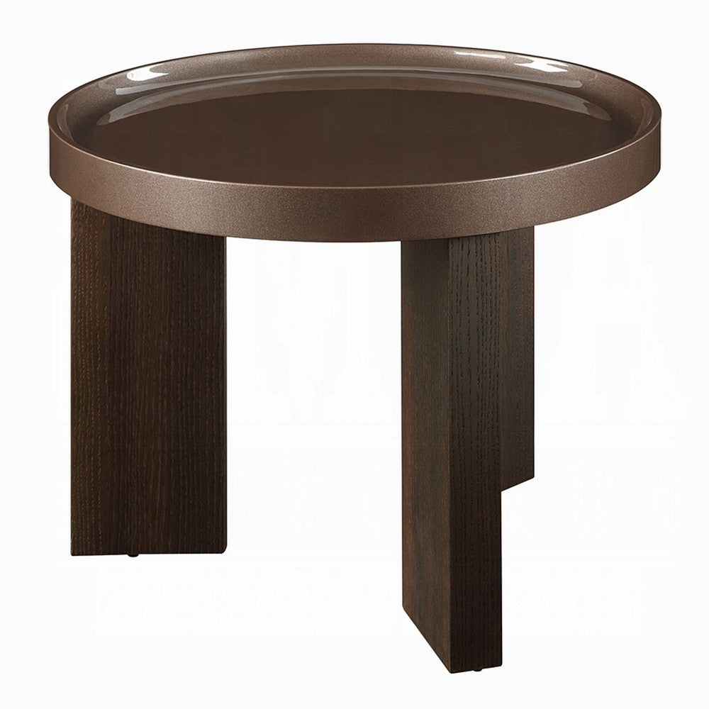 Lexy Side End Table | 24" Round Top | High Gloss Blackish Green