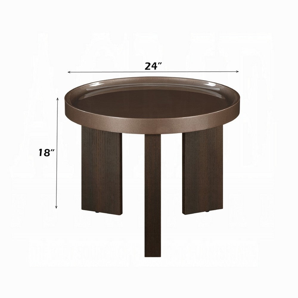 Lexy Side End Table | 24" Round Top | High Gloss Blackish Green