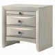 Remy Nightstand | 3 Contemporary Faceted Drawers | Antique White Finish