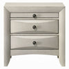 Remy Nightstand | 3 Contemporary Faceted Drawers | Antique White Finish