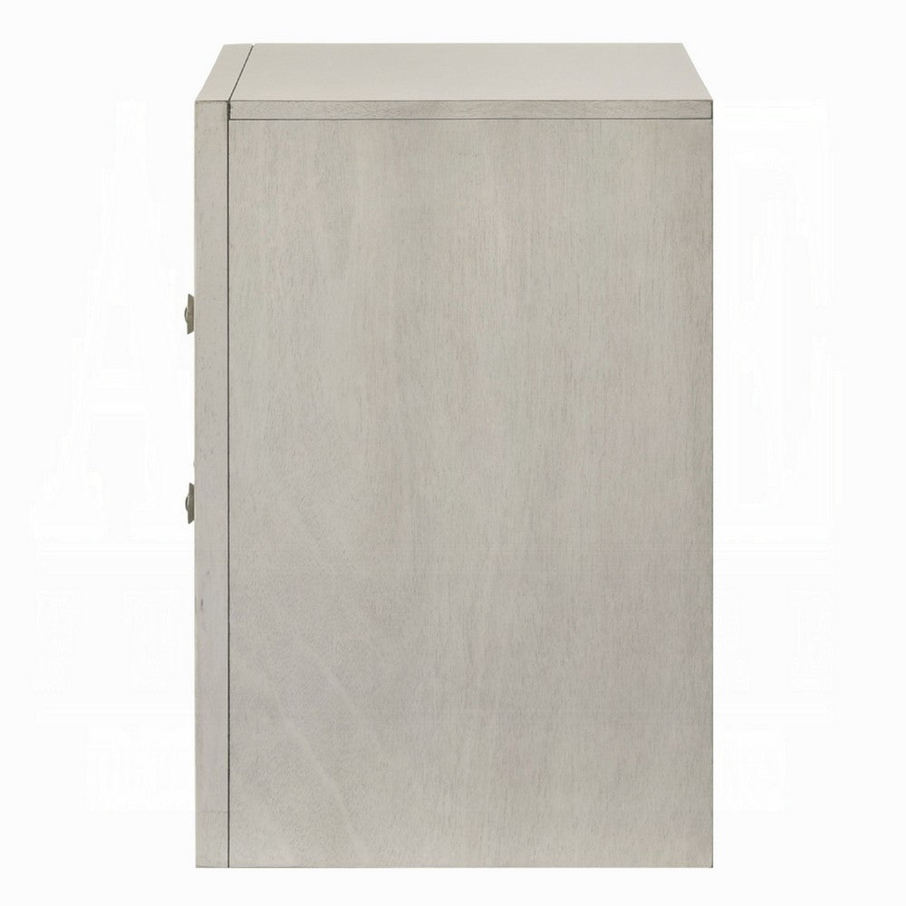 Remy Nightstand | 3 Contemporary Faceted Drawers | Antique White Finish