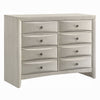 Remy 59" Wide Dresser | 8 Contemporary Faceted Drawers | Antique White Finish