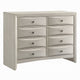 Remy 59" Wide Dresser | 8 Contemporary Faceted Drawers | Antique White Finish