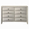 Remy 59" Wide Dresser | 8 Contemporary Faceted Drawers | Antique White Finish