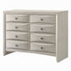 Remy 59" Wide Dresser | 8 Contemporary Faceted Drawers | Antique White Finish
