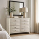Remy 59" Wide Dresser | 8 Contemporary Faceted Drawers | Antique White Finish