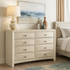 Remy 59" Wide Dresser | 8 Contemporary Faceted Drawers | Antique White Finish