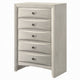 Remy Tall Dresser Chest | 5 Contemporary Faceted Drawers | Antique White