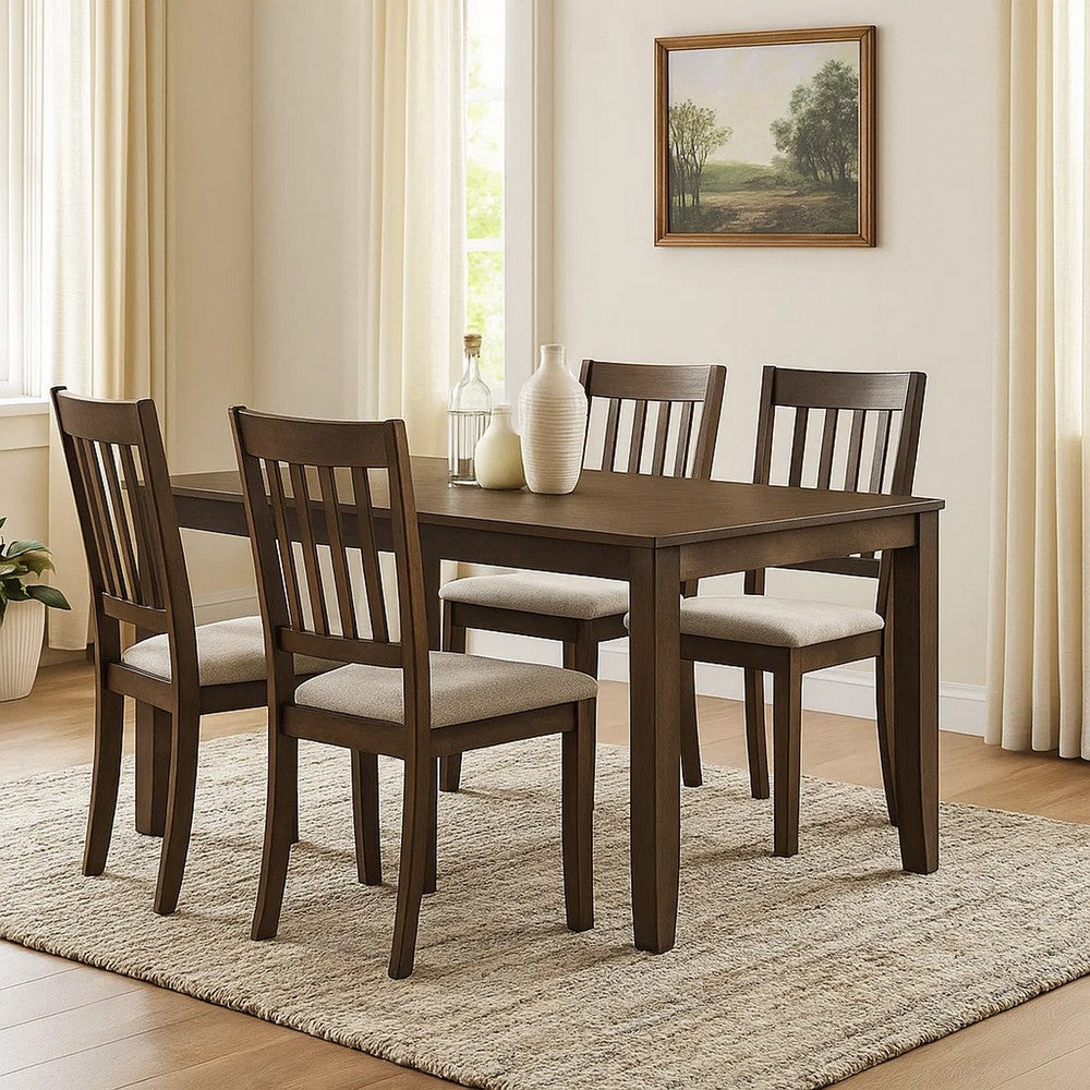 Dexy Dining Table | 59" Rectangular Top | Farmhouse Walnut Brown