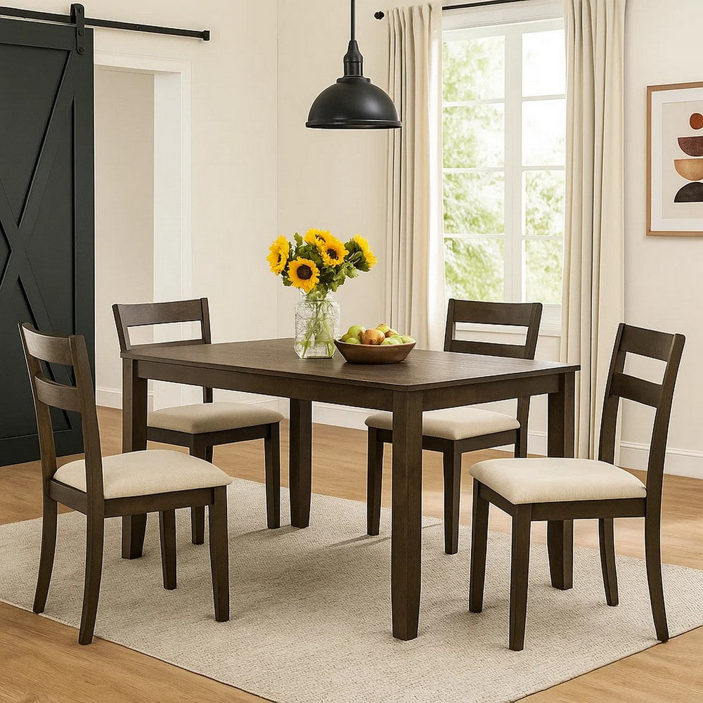 Dexy Dining Table | 59" Rectangular Top | Farmhouse Walnut Brown