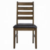 Dexy Dining Side Chair Set of 2 | Ladderback | Walnut Brown Faux Leather