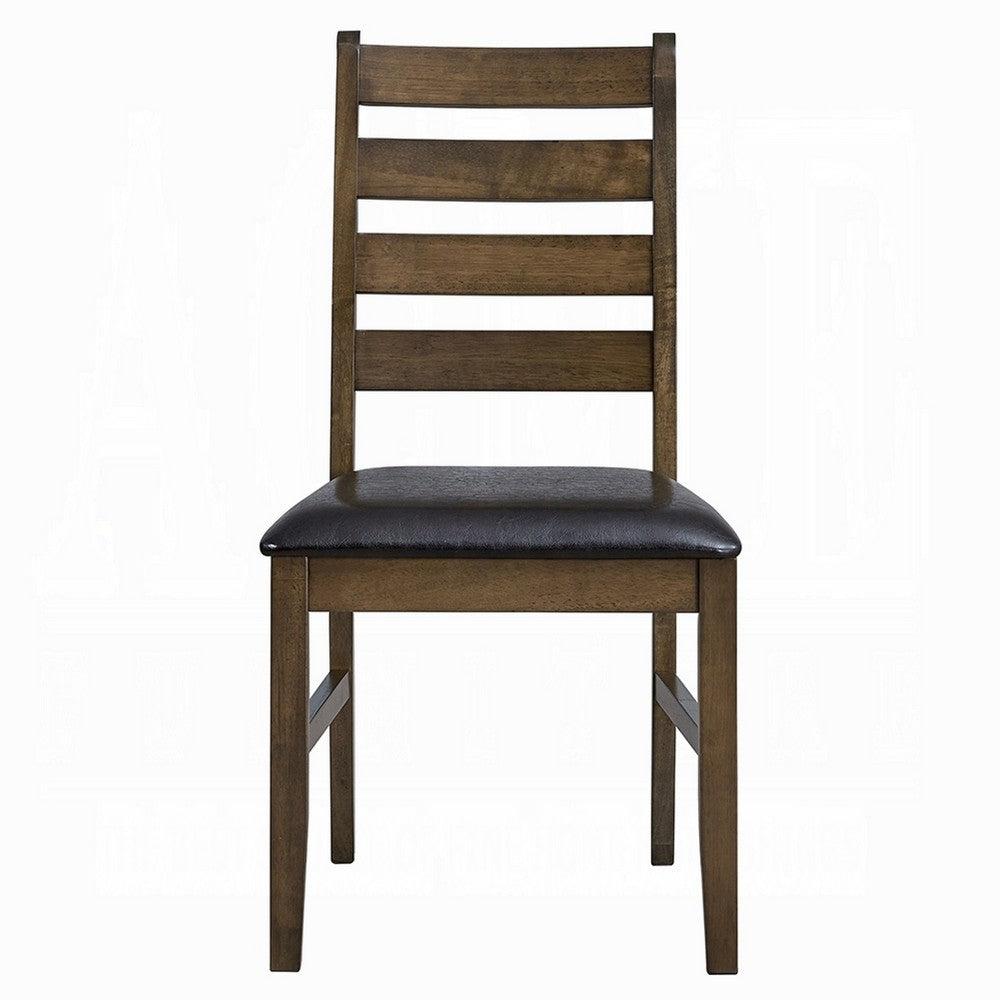 Dexy Dining Side Chair Set of 2 | Ladderback | Walnut Brown Faux Leather
